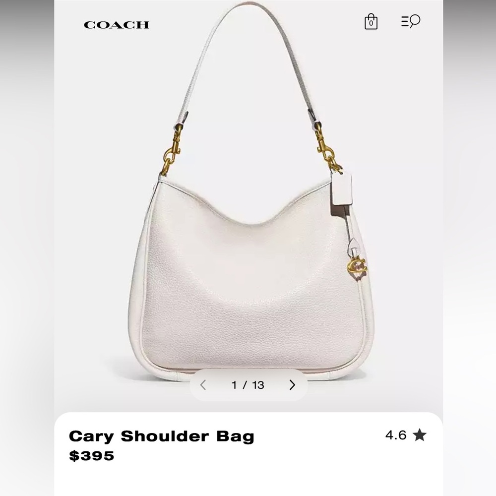 Coach White Cary Shoulder Bag,the last price $150,00